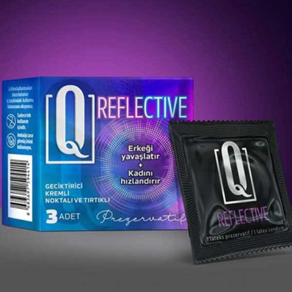 Q REFLECTİVE 3&apos;LÜ KREMLİ TIRTIKLI PREZERVATİF